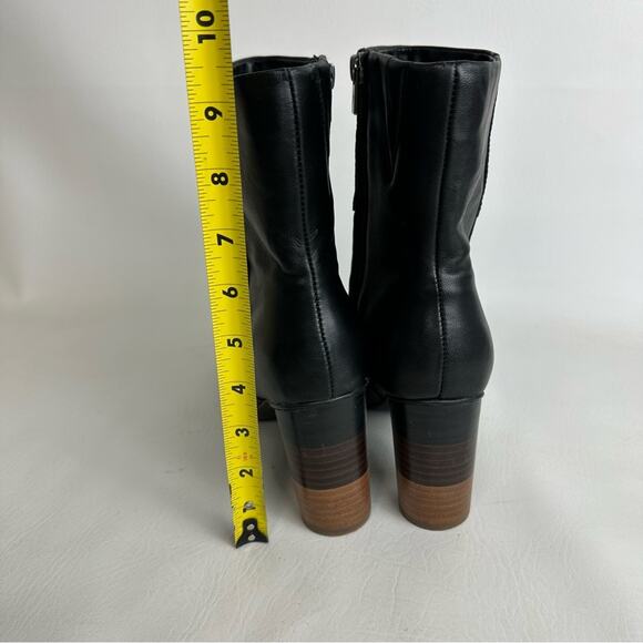 Very Volatile Womens Stacked Heeled Boots Black Leather Ankle Booties Size 6.5 - Picture 8 of 12